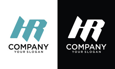 Creative HR Letter Logo Design Vector Template. Alphabet Initial Letter HR Logo Design With Glossy Reflection Business Illustration.