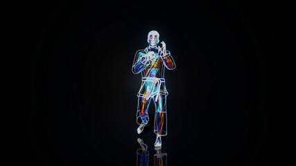 Conceptual 3D illustration of a martial arts man