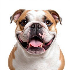 Fototapeta premium Happy bulldog with big smile indoors