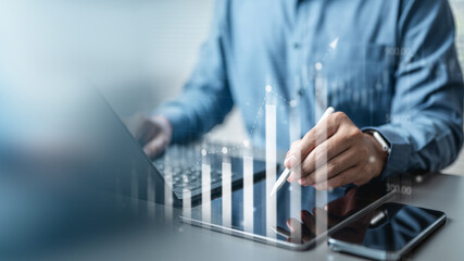 Business analysis. Corporate strategy analytics. Data analyzing dashboard. Planning process...