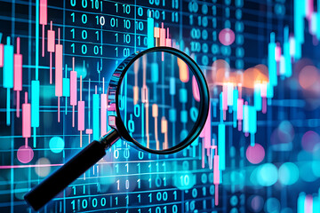 Magnifying Glass Over Digital Financial Data Analysis image