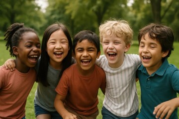 A Joyful Gathering of Friends in a Sunlit Park