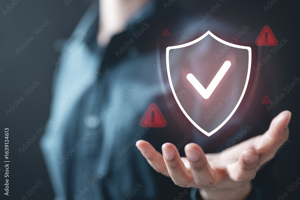 Poster cybersecurity crime firewall. cyber security threat privacy protection. password key identity intern