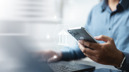 Online banking transfer money concept. Internet bank account deposit. Finance business. Financial deposit technology.