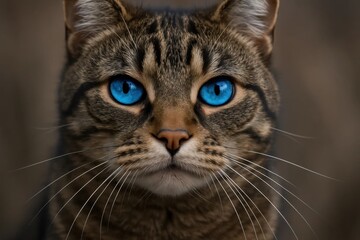 A Tabby Cat with Piercing Blue Eyes