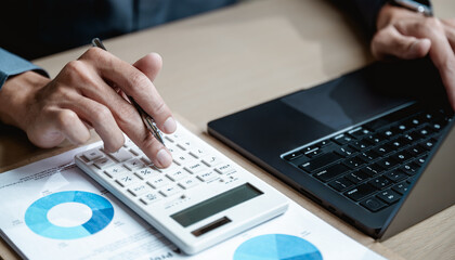 Using calculator calculating budget. Finance calculating tax. Money cost planning. accounting appraisal cost. Bank loan account. Analytics salary cash flow statement. Financial economy. Money savings.