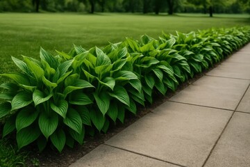 Obraz premium A serene pathway through lush greenery, inviting visitors to explore nature's beauty