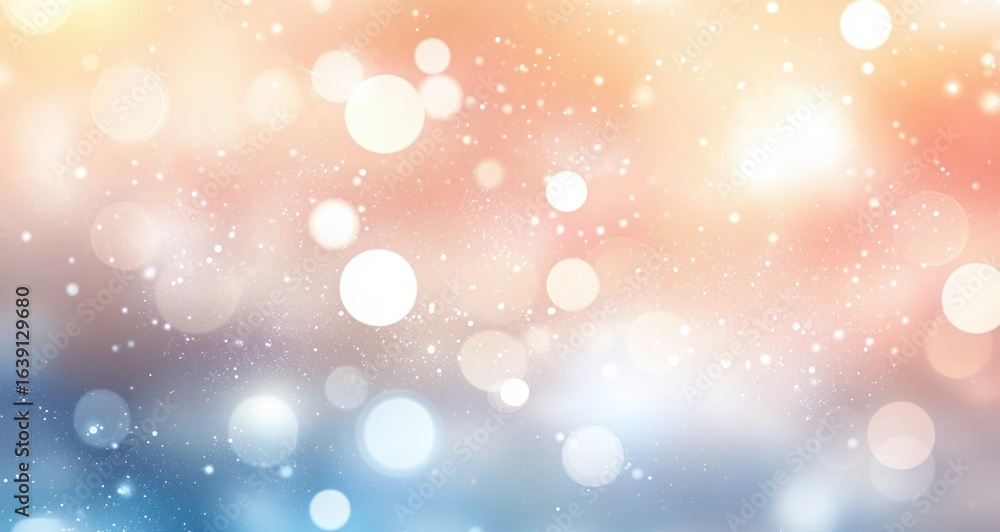 Poster soft glowing bokeh lights with white particles floating over a smooth gradient background blending w