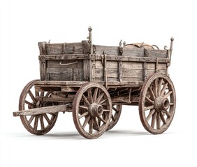 Fototapeta premium Old wooden wagon on white background (1)