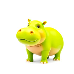 Fototapeta premium A vibrant green hippo with smooth skin and a rounded body is centered on a clean white background