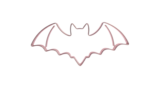 Elegant rose gold bat outline, a modern and stylish symbol perfect for Halloween, fashion, or creative branding projects seeking a chic, contemporary feel.
