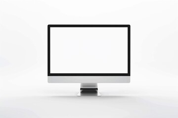 Fototapeta premium Empty computer monitor standing on a clean surface with white background
