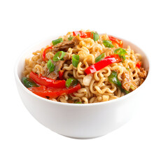 Noodles in bowl against black background