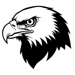 Obraz premium Detailed Eagle Head Silhouette Black and White Vector Art