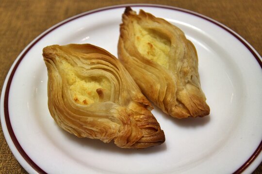 Pastizz (traditional Maltese pastry) at a hotel in Valletta, Malta