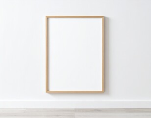 A4 size paper blank mockup on white aesthetic background .Blank paper or photo frame card on a blank wall mockup . modern decoration for cv and official work	and home wall decoration of picture frame