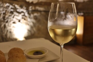 Maltese white wine in Valletta, Malta