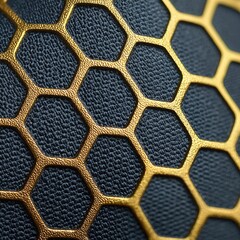 Abstract Gold Honeycomb Pattern on Dark Background