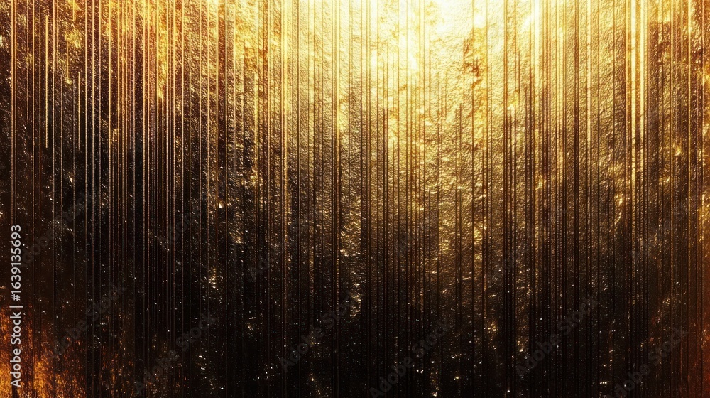 Poster abstract golden textured surface with vertical lines and shimmering light creating a luxurious and r