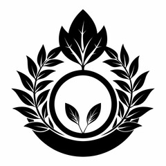 Botanical Ring vector clean black silhouette design white background