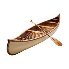 Classic Wooden Canoe with Paddle PNG