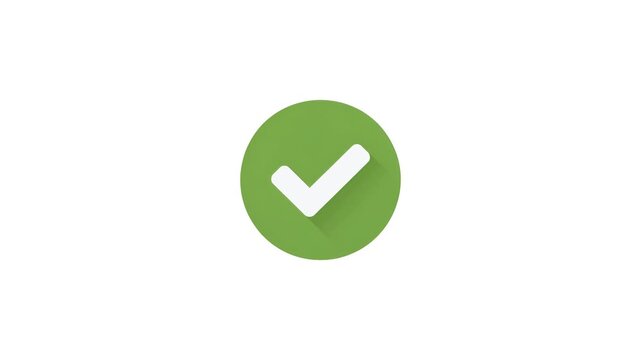 Green Check Mark Icon Animation in Circle, Approval Success Confirmation Tick