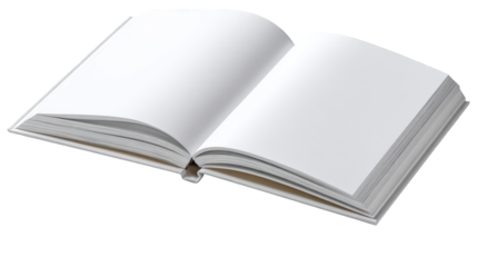 Open Blank Book with White Pages for Writing or Drawing.
