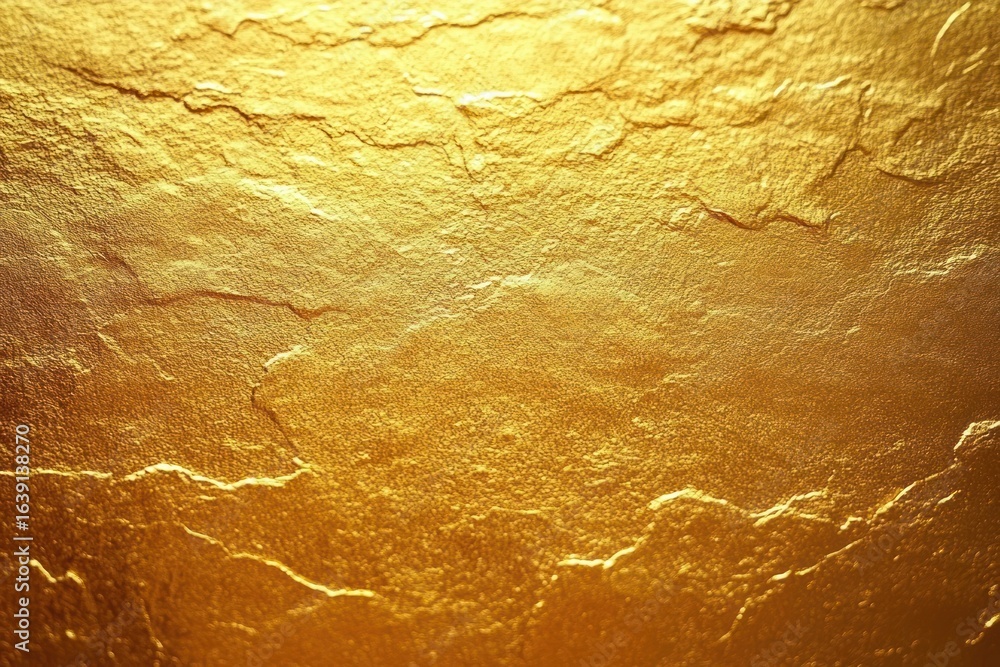 Poster Close-up of textured golden metallic surface with rough uneven patterns and rich shiny finish