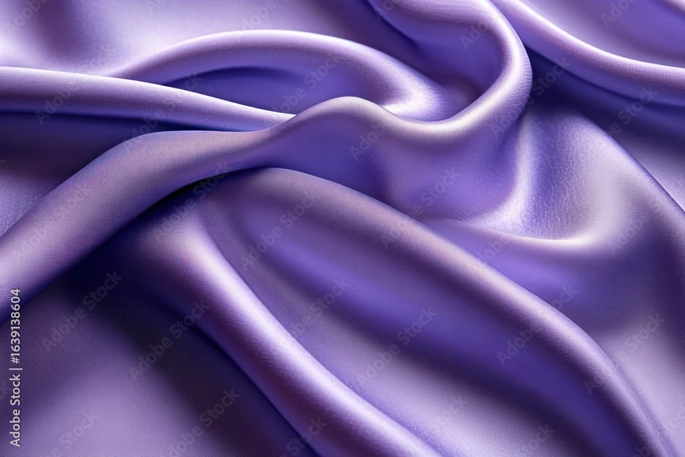 Poster Soft shiny purple satin fabric with smooth folds and gentle curves creating a luxurious and elegant texture