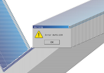Operating system critical error warning. Retro user interface window with system failure. Software tech crash or bug report concept. Vector illustration for digital UI themes.