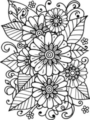 Realistic flower coloring for adults and kids 

