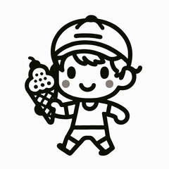cartoon illustration of a child carrying ice cream