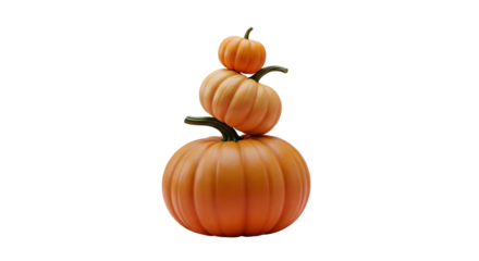 A stack of three pumpkins of varying sizes on top of each other against a black background scene view