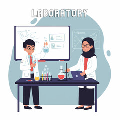 Fototapeta premium Two Professional Scientists Conducting Advanced Research Experiments in Modern Laboratory with Digital Equipment and Chemical Analysis Tools
