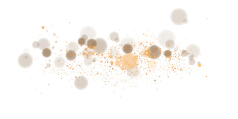 A sparkling gold magic dust effect with glowing bokeh lights and twinkling particles on a transparent background, ideal for fantasy and festive designs