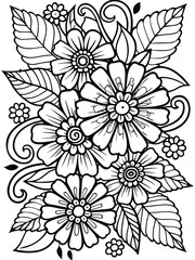 Realistic flower coloring for adults and kids 

