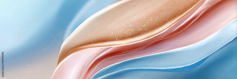 Poster transparent skin patch with serum diffusing into skin layers against an abstract background to enhan