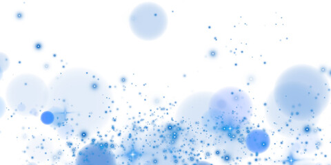 A sparkling blue magic dust effect with glowing bokeh lights and twinkling particles on a transparent background, ideal for fantasy and festive designs