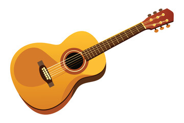 Stylized Acoustic Guitar Illustration a Musical Instrument with Six Strings and Classic Design Perfect for Graphic Art