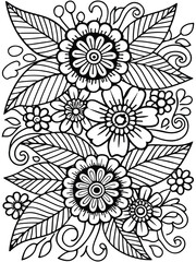 Realistic flower coloring for adults and kids 

