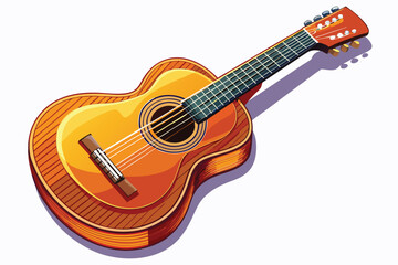 Naklejka premium Vibrant Acoustic Guitar Illustration Captures Musicality with Detailed Craftsmanship and Warm Tones in a Striking Artistic Rendering