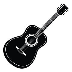 Fototapeta premium Silhouette of an Acoustic Guitar: A Timeless Musical Instrument Representing Music Culture and Artistic Expression of Acoustic Sounds
