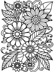 Realistic flower coloring for adults and kids 

