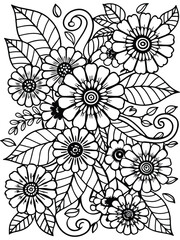 Realistic flower coloring for adults and kids 


