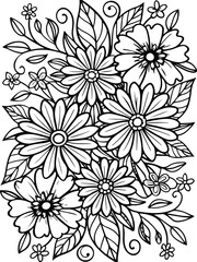 Realistic flower coloring for adults and kids 

