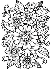 Realistic flower coloring for adults and kids 

