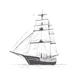 sailing ship isolated on white