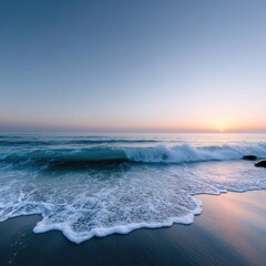 Gentle Ocean Wave Crest Under Pale Dawn Sky