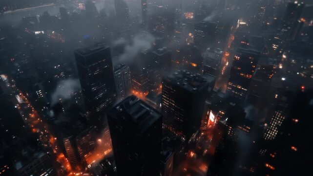 Gotham City at Night: An Aerial View of Urban Luminosity and Cinematic Atmosphere