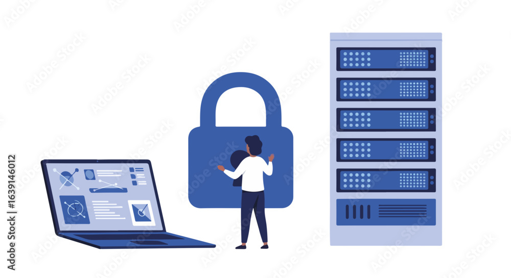 Poster password protection for digital safety and robust data security using modern systems, visualized as 